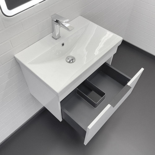 Тумба с раковиной Comforty Кама 60 00-00018655 подвесная цвет Белый глянцевый