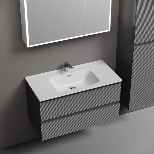 Тумба с раковиной Sancos Folk 90 FL90GS+Ceramicanova Element 90 CN7002 подвесная Grey soft