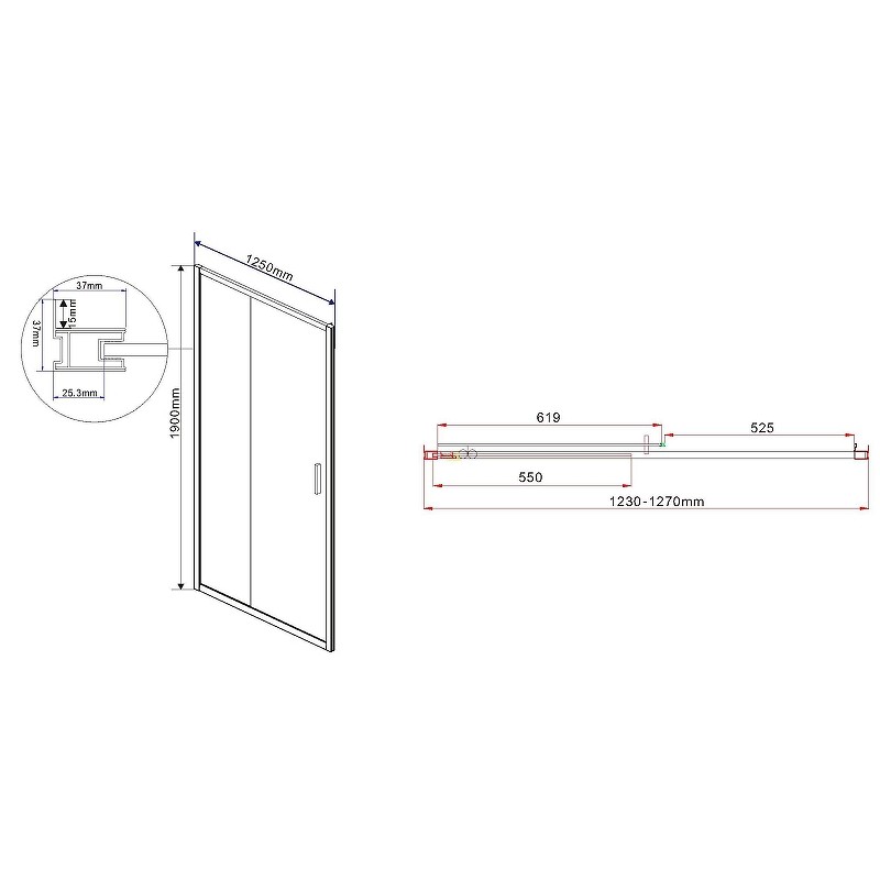Душевая дверь Vincea Garda 125 VDS-1G125CLG профиль Брашированное золото стекло прозрачное