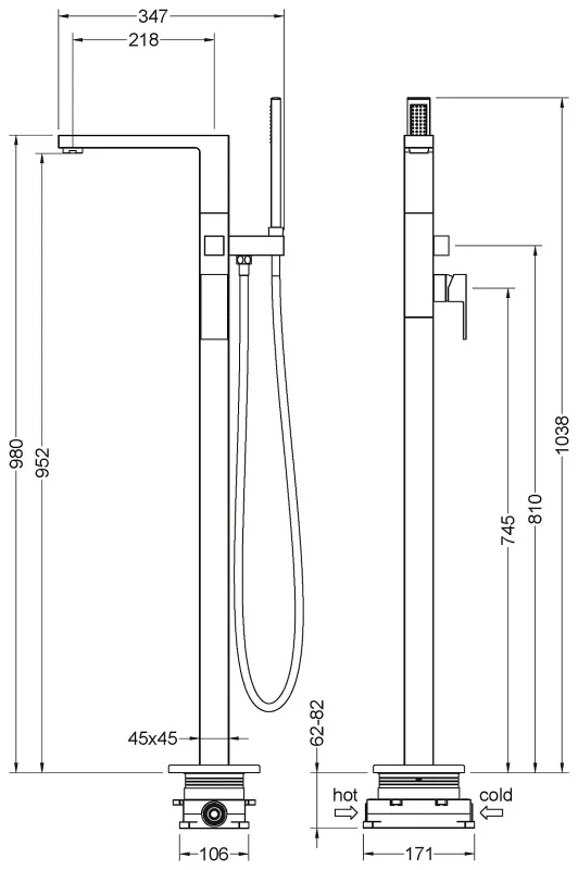 Смеситель для ванны Timo Selene 2210/03Y-CR Черный на пол