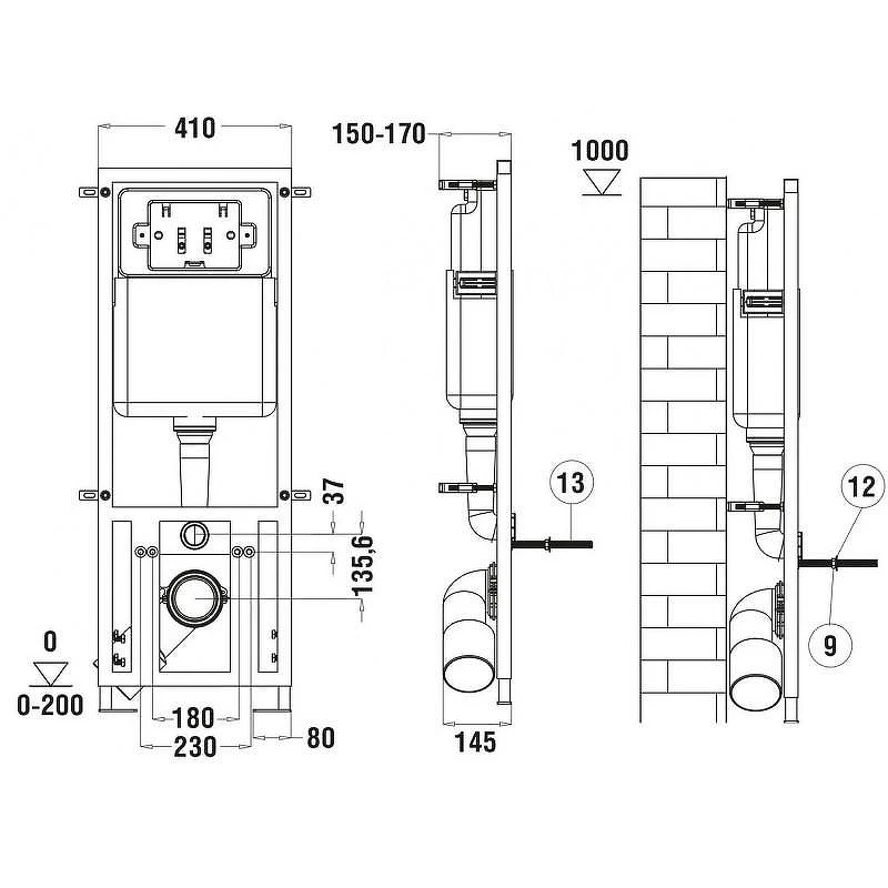 Комплект унитаза с инсталляцией WeltWasser MARBERG 410 + ODENBACH 004 GL-WT + MAR 410 SE-CR 10000006493 цвет Белый глянцевый с сиденьем Микролифт и клавишей смыва цвет Хром