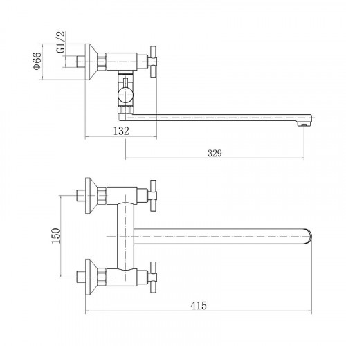 Смеситель для ванны Fashun A52228 универсальный цвет Сатин
