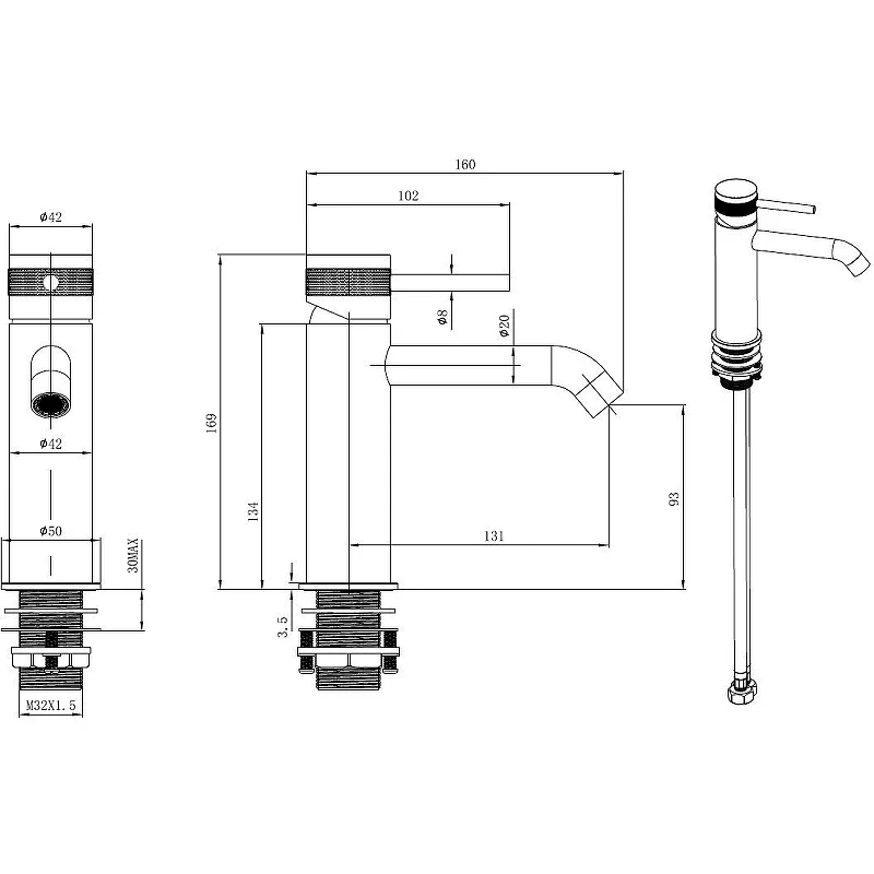 Смеситель для раковины Allen Brau Priority 5.31A01-MG Графит брашированный латунь