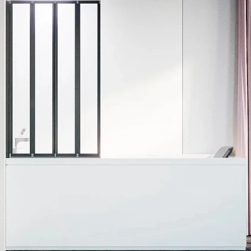 Шторка на ванну Veconi Palau PL-74BL 90 L PL74BL-90-01-19C4 профиль Черный матовый стекло прозрачное