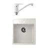 Кухонная мойка Ulgran Classic U-406-331 Белая со смесителем Frap F4928-12 Белый