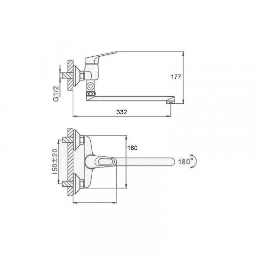 Смеситель для ванны D-Lin D140309-2 универсальный цвет Хром