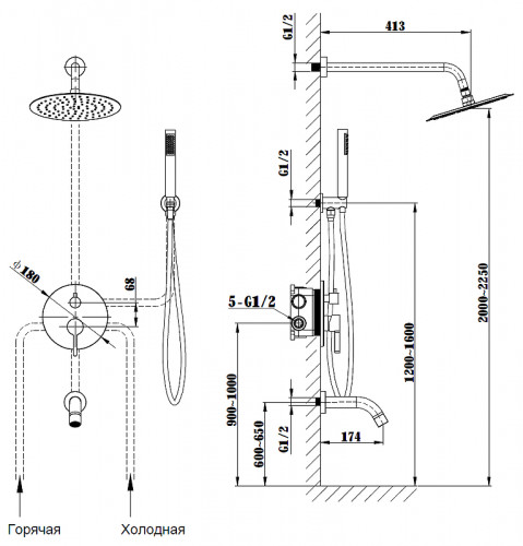 Душевая система Vincea Villa VSFW-1VL3CH цвет Хром