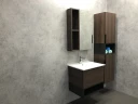 Тумба с раковиной Comforty Франкфурт 60 00004150530 подвесная Дуб шоколадно-коричневый Черная матовая МДФ / ЛДСП