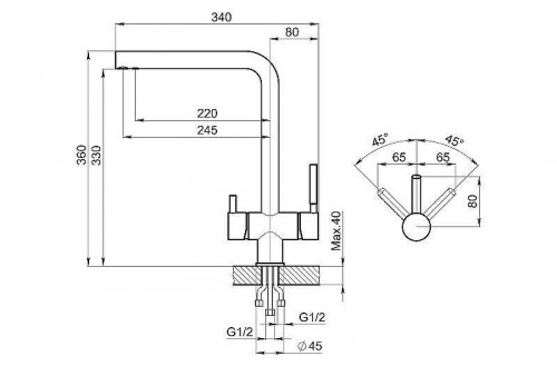 Смеситель для кухни Granula Kitchen Space 7011 цвет Черный матовый