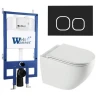 Комплект унитаза с инсталляцией WeltWasser BAMBERG 545 + MERZBACH 043 XL GL-WT + BAMBERG BL 10000013794 цвет Белый глянцевый с сиденьем Микролифт и клавишей смыва цвет Черный