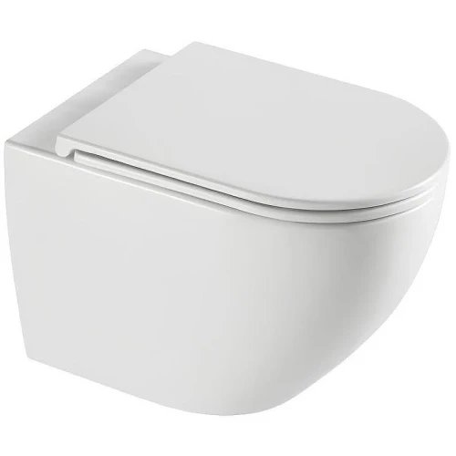 Комплект унитаза с инсталляцией WeltWasser BAMBERG 545 + MERZBACH 043 XL GL-WT + BAMBERG BL 10000013794 цвет Белый глянцевый с сиденьем Микролифт и клавишей смыва цвет Черный
