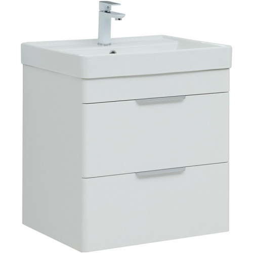 Тумба под раковину Aquanet Ирис new 60 310144 подвесная Белая глянцевая МДФ / ЛДСП