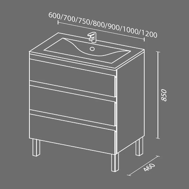 Тумба с раковиной SanVit Авеню-3 60 kavenu3060w Белая глянцевая МДФ / ЛДСП