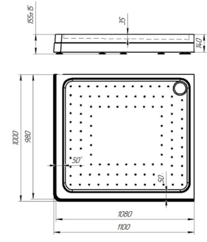 Акриловый поддон для душа Radomir 110x100x17 R 1-11-0-2-0-123 Белый