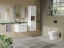 Шкаф пенал Vitra Root Groove 40 R 69100 подвесной с бельевое корзиной Белый матовый МДФ / ЛДСП