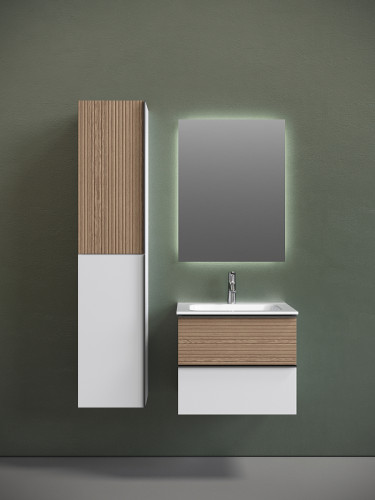 Тумба под раковину Sancos Delta 60 DL60W подвесная Дуб светлый Белая МДФ / ЛДСП