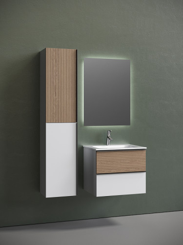 Тумба под раковину Sancos Delta 60 DL60W подвесная Дуб светлый Белая МДФ / ЛДСП