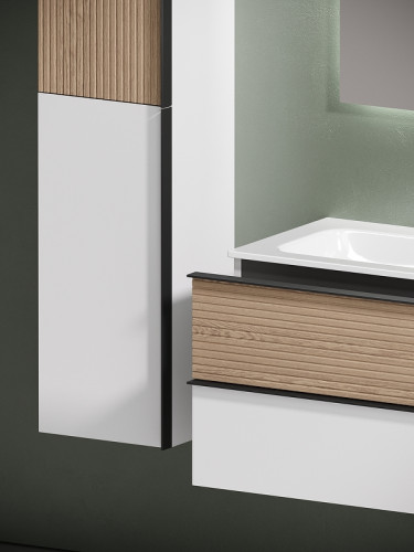 Тумба под раковину Sancos Delta 60 DL60W подвесная Дуб светлый Белая МДФ / ЛДСП