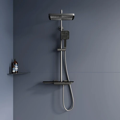 Душевая система RGW Shower Panels SP-34Gr 51140134-11 с термостатом Серая латунь на стену