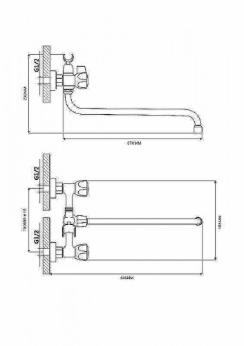 Смеситель для ванны Ekko E26020-2 универсальный Хром