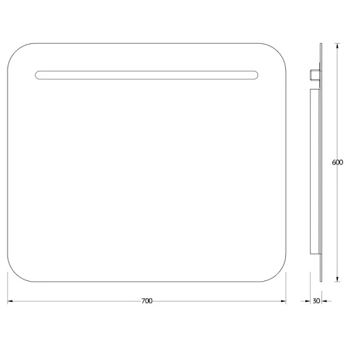 Зеркало Evoform Ledline 60x70 BY 2144 с подсветкой 5.5 W - без выключателя стекло