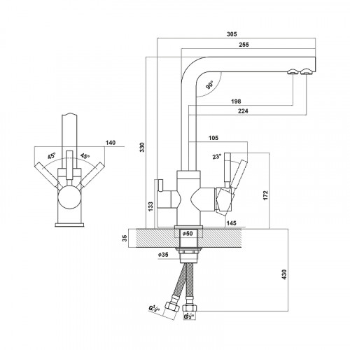 Смеситель для кухни Florentina Арес 333.19H.2123.307 цвет Серый шелк