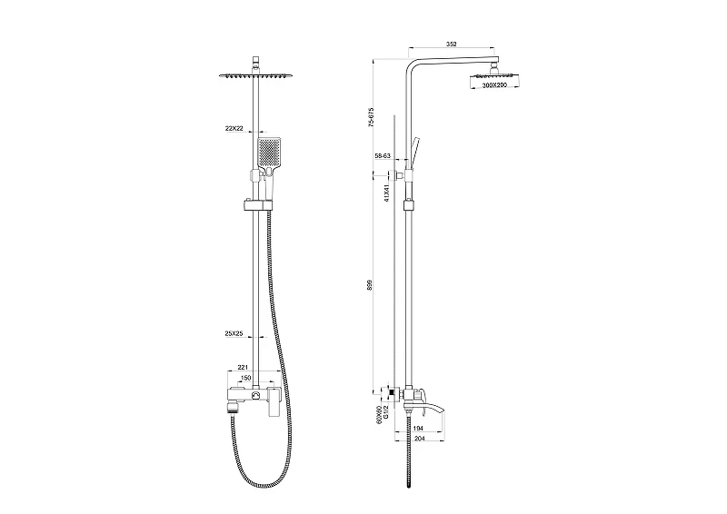 Душевая система Wonzon & Woghand Fit WW-88739009-MB цвет Черный матовый
