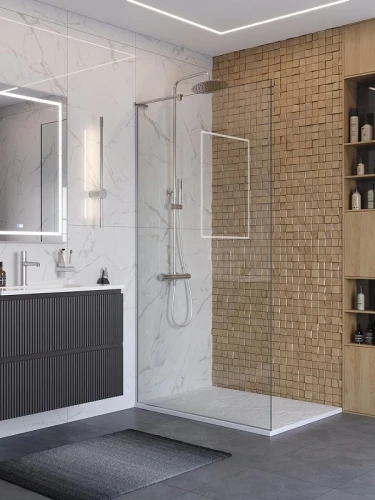 Душевая перегородка BelBagno Uno 100 UNO-L-1-TB-100-C-Cr профиль Хром стекло прозрачное