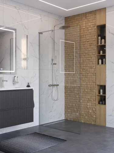 Душевая перегородка BelBagno Uno 100 UNO-L-1-TB-100-C-Cr профиль Хром стекло прозрачное