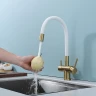 Смеситель для кухни Splenka S70.64.03 Золото матовое Белый латунь