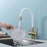 Смеситель для кухни Splenka S70.64.03 Золото матовое Белый латунь