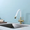 Смеситель для кухни Splenka S70.64.03 Золото матовое Белый латунь