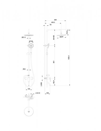 Душевая система Wonzon &amp; Woghand WW-AE3354-BG цвет Брашированное золото