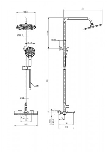 Душевая система Wonzon &amp; Woghand Solid WW-C3011-A-BG с термостатом цвет Брашированное золото