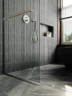 Душевая перегородка Maybah Glass MGD-720-5у 690x1950 в узком профиле Хром матовый стекло прозрачное