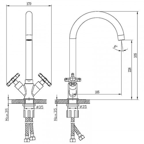 Смеситель для раковины Rossinka RS39-72U Хром
