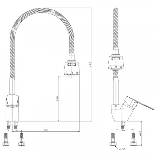Смеситель для кухни Rossinka S35-26 Хром