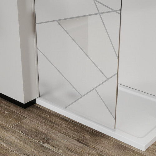 Душевая перегородка Azario Walk-In 100 AZ-271-100-BGL-CGP профиль Брашированное золото стекло Графический принт