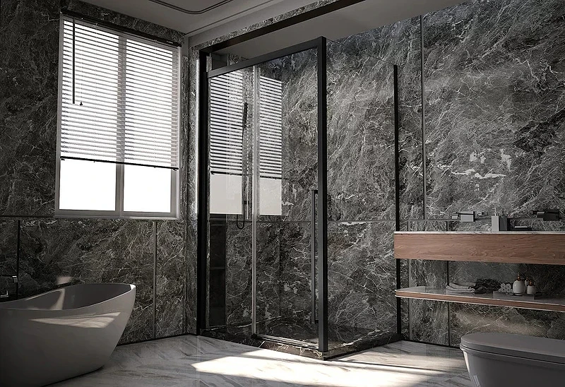 Душевая стенка Veconi Premium Trento SP-30B 90 SP30-B-90-01-C4 профиль Черный матовый стекло прозрачное