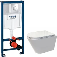 Комплект унитаза Koller Pool Orion OR-0515-RW с инсталляцией Grohe Rapid SL 38721001 с сиденьем Микролифт и клавишей смыва Хром