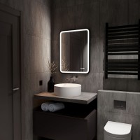Зеркало Art&amp;Max Genova AM-Gen-600-800-S-F-Т с подсветкой с сенсорным выключателем Черное стекло