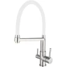 Смеситель для кухни ESKO Kitchen K26 W Нержавеющая сталь Белый нержавеющая сталь однорычажный с аэратором, с гибкой подводкой