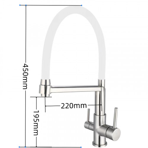 Смеситель для кухни ESKO Kitchen K26 W Нержавеющая сталь Белый нержавеющая сталь однорычажный с аэратором, с гибкой подводкой