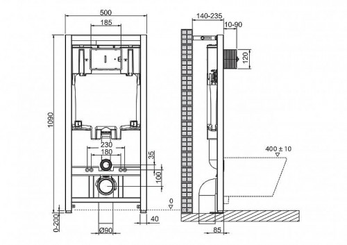 Инсталляция BelBagno BB002-80 для подвесного унитаза без клавиши смыва нержавеющая сталь
