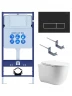 Комплект унитаза с инсталляцией Aquatek Set Aquatek Классик cm-064 4в1 цвет Белый с сиденьем Микролифт и клавишей смыва цвет Черный матовый