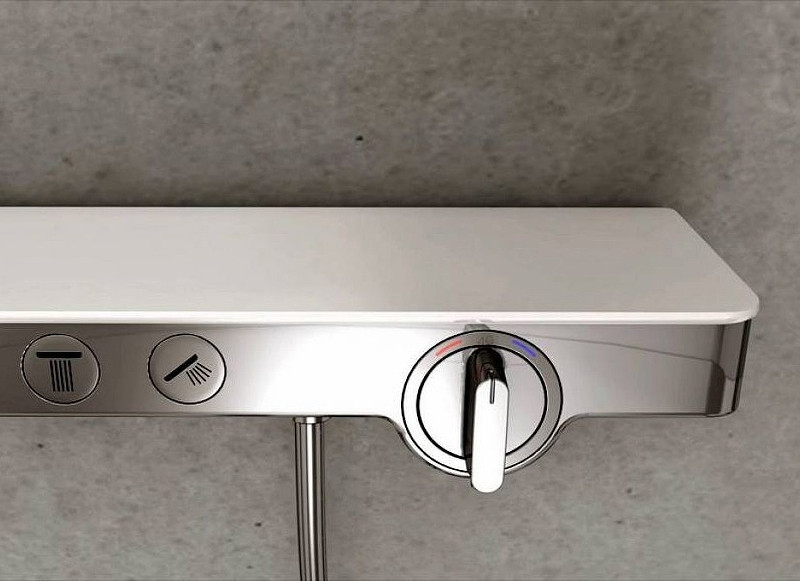 Смеситель для душа Hansgrohe ShowerTabletSelect 13184400 с термостатом Белый Хром латунь на стену
