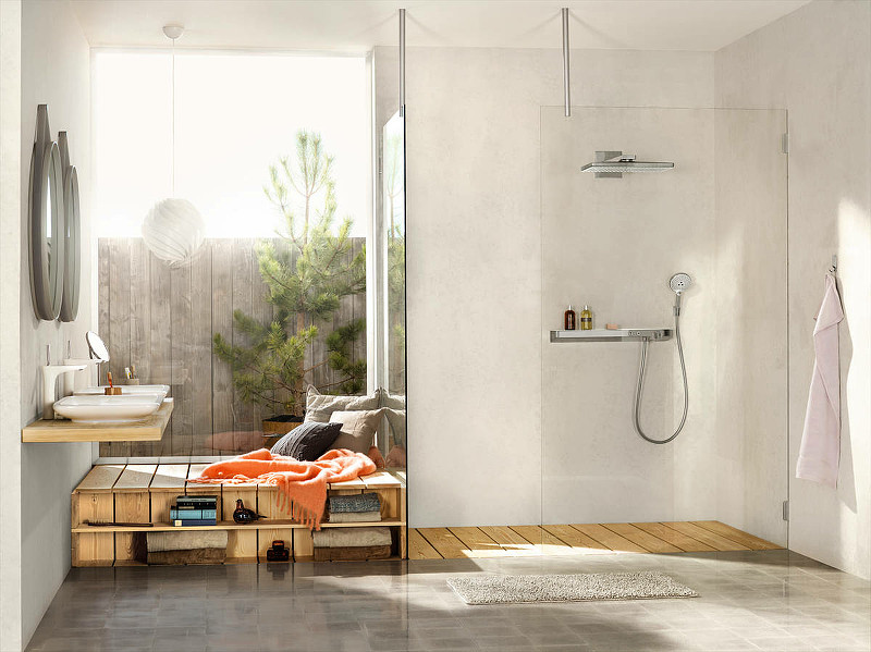 Смеситель для душа Hansgrohe ShowerTabletSelect 13184400 с термостатом Белый Хром латунь на стену