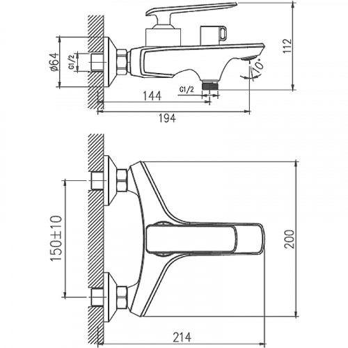 Смеситель для ванны Haiba HB60548-8 Белый Хром на стену