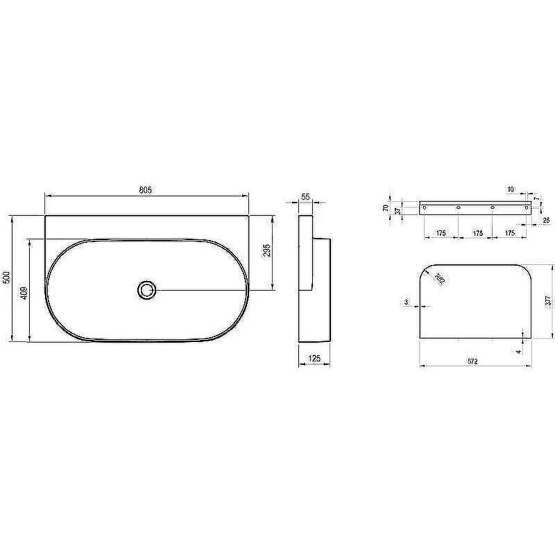 Раковина Ravak Yard 80 XJX0D080000 Черная матовая