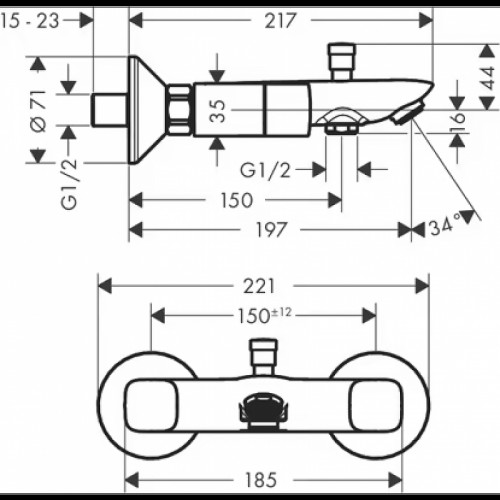 Смеситель для ванны Hansgrohe Logis 71243000 Хром
